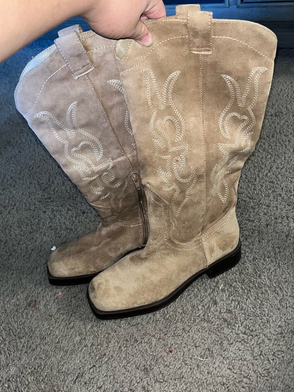 NOBO Taupe Suede Over-The-Knee Western Boots